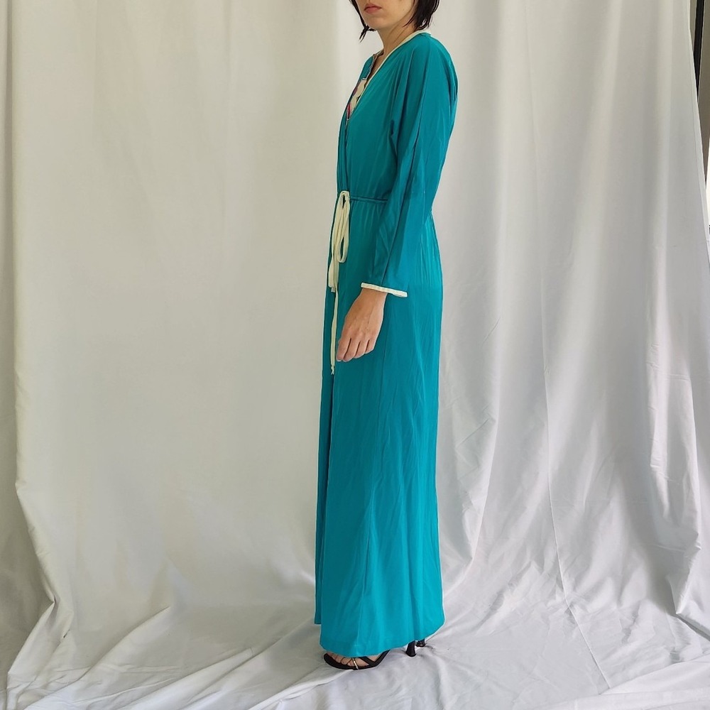 70s/80s Teal Nylon Robe - Picture 2 of 4